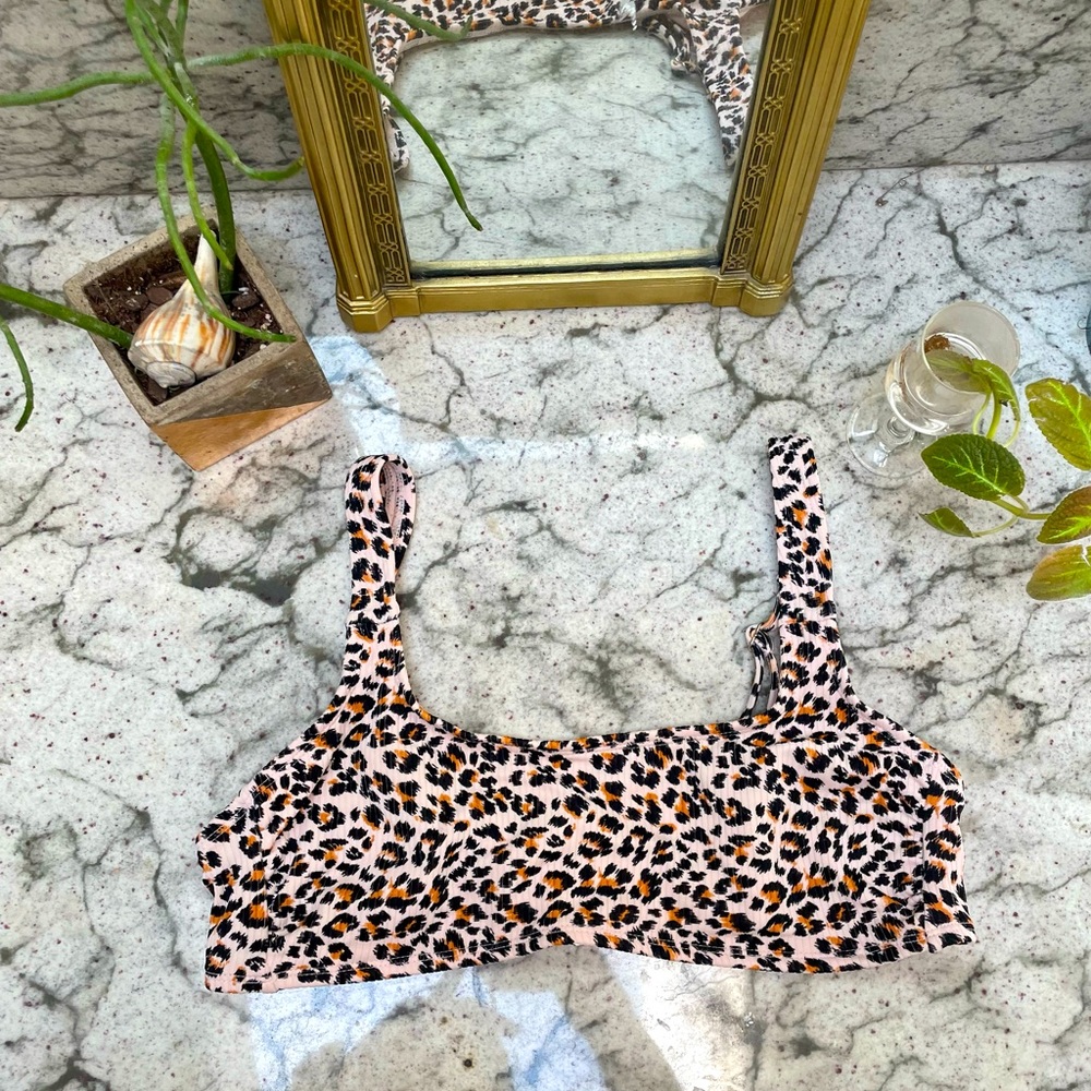 Pink Leopard Bikini Top - M